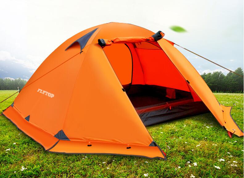 Cheap Goat Tents Flytop 2 layer 2 3 Person Outdoor Camping Tent 4 Season Aluminum Rod Hiking Beach Wafterproof Family Team Snow Skirt Car Tent Tents 